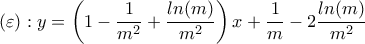 (\varepsilon ):y=\left ( 1-\dfrac{1}{m^2} +\dfrac{ln(m)}{m^2}\right )x+\dfrac{1}{m}-2\dfrac{ln(m)}{m^2}