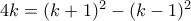 4k=(k +1)^2-(k-1)^2