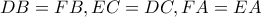 DB=FB, EC=DC, FA=EA