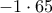 \displaystyle{-1\cdot 65}