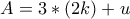 A=3*(2k)+u
