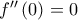 f''\left( 0 \right) = 0