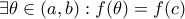 \exists \theta \in (a,b):f(\theta)=f(c)