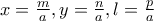 x=\frac{m}{a},y=\frac{n}{a},l=\frac{p}{a}