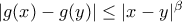 |g(x)-g(y)|\leq |x-y|^{\beta}