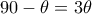 90-\theta = 3\theta