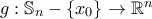 g: \mathbb{S}_n - \{x_0\} \to \mathbb{R}^n