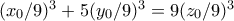 (x_0/9)^3+5(y_0/9)^3=9(z_0/9)^3