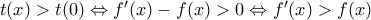 t(x)>t(0)\Leftrightarrow {f}'(x)-f(x)>0\Leftrightarrow {f}'(x)>f(x)
