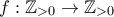 f:\mathbb{Z}_{>0}\rightarrow\mathbb{Z}_{>0}
