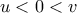 u<0<v