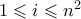 1 \leqslant i \leqslant n^2