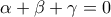 \displaystyle{\alpha+\beta+\gamma=0}