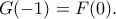 G(-1)=F(0).