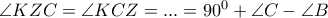 \angle KZC =\angle KCZ = ...= 90^0 +\angle C -\angle B
