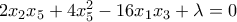 2x_2x_5+4x_5^2-16x_1x_3+\lambda=0