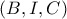 (B, I, C)