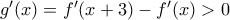 g'(x)=f'(x+3)-f'(x)>0