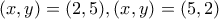 (x,y)=(2,5), (x,y)=(5,2)