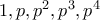 1, p, p^2, p^3,p^4
