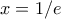 x = 1/e