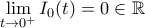\displaystyle{\lim_{t\to 0^{+}}I_{0}(t)=0\in\mathbb{R}}