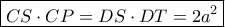 \boxed{CS\cdot CP=DS\cdot DT=2a^2}