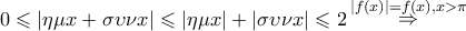 0 \leqslant \left| {\eta \mu x + \sigma \upsilon \nu x} \right| \leqslant \left| {\eta \mu x} \right| + \left| {\sigma \upsilon \nu x} \right| \leqslant 2\mathop  \Rightarrow \limits^{\left| {f\left( x \right)} \right| = f\left( x \right),x > \pi }