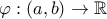 \varphi : (a,b)\to \mathbb R