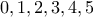 0,1,2,3,4,5