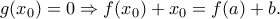g(x_0)=0 \Rightarrow f(x_0)+x_0=f(a)+b.