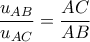 \dfrac{u_{AB}}{u_{AC}} = \dfrac{AC}{AB}
