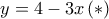 y=4-3x\,(*)
