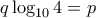 q\log _{10} 4 =p