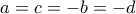 a=c=-b=-d