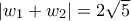 \left| {{w_1} + {w_2}} \right| = 2\sqrt 5