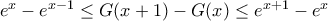 {{e}^{x}}-{{e}^{x-1}}\le G(x+1)-G(x)\le {{e}^{x+1}}-{{e}^{x}}