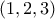\displaystyle{(1,2,3)}