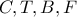 C,T,B,F