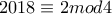 2018\equiv 2 mod4