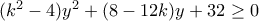 (k^2-4)y^2+(8-12k)y+32\ge 0