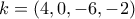 k=(4,0,-6,-2)