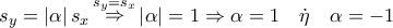 {s_y} = \left| \alpha  \right|{s_x}\mathop  \Rightarrow \limits^{{s_y} = {s_x}} \left| \alpha  \right| = 1 \Rightarrow \alpha  = 1\quad \dot \eta \quad \alpha  =  - 1