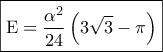 \boxed{{\rm E} = \frac{{{\alpha ^2}}}{{24}}\left( {3\sqrt 3  - \pi } \right)}
