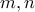 m , n 