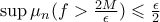 \sup \mu_n (f > \frac{2M}{\epsilon} ) \leqslant \frac{\epsilon}{2} 
