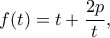 \displaystyle f(t) = t + \frac{{2p}}{t},