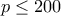 p\le 200