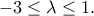 \displaystyle{-3\le \lambda \le 1}.