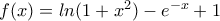 f(x)=ln(1+x^2)-e^{-x}+1